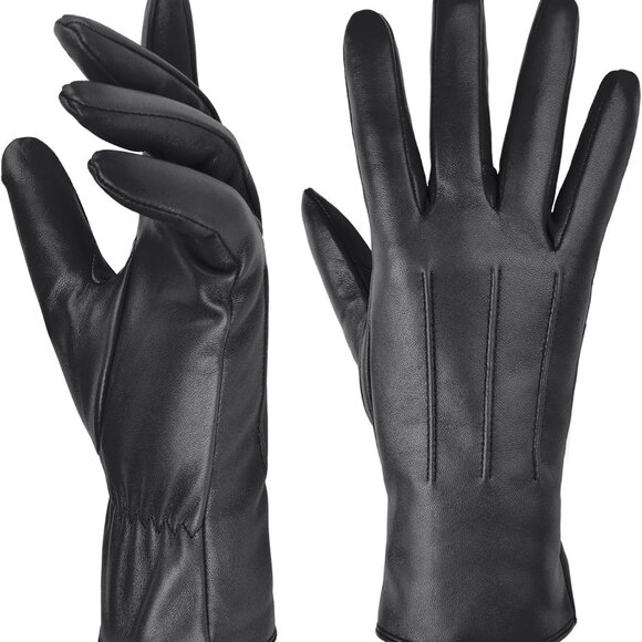 Womens Leather Gloves Genuine Sheepskin Winter Cashmere Lining Touchscreen - Picture 1 of 7